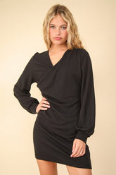 VERY J Ruched Detail Bodycon Mini Dress Black OutfitFlow